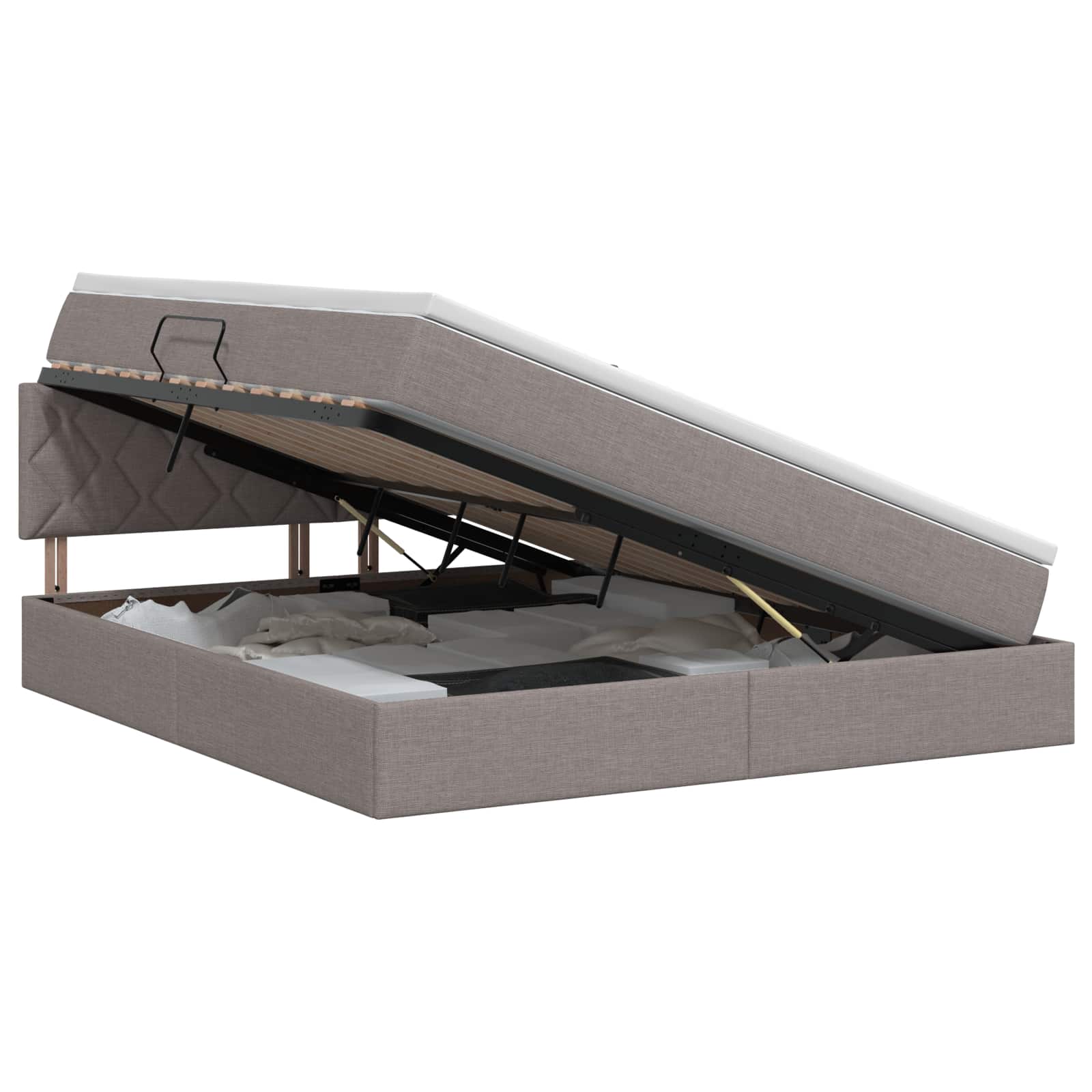 Opbergbed met matras met hoofdeinde Taupe 180 x 200 cm fluweel