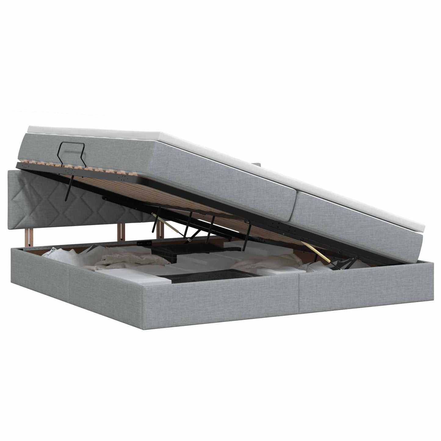 Opbergbed met matras Lichtgrijs 200 x 200 cm fluweel