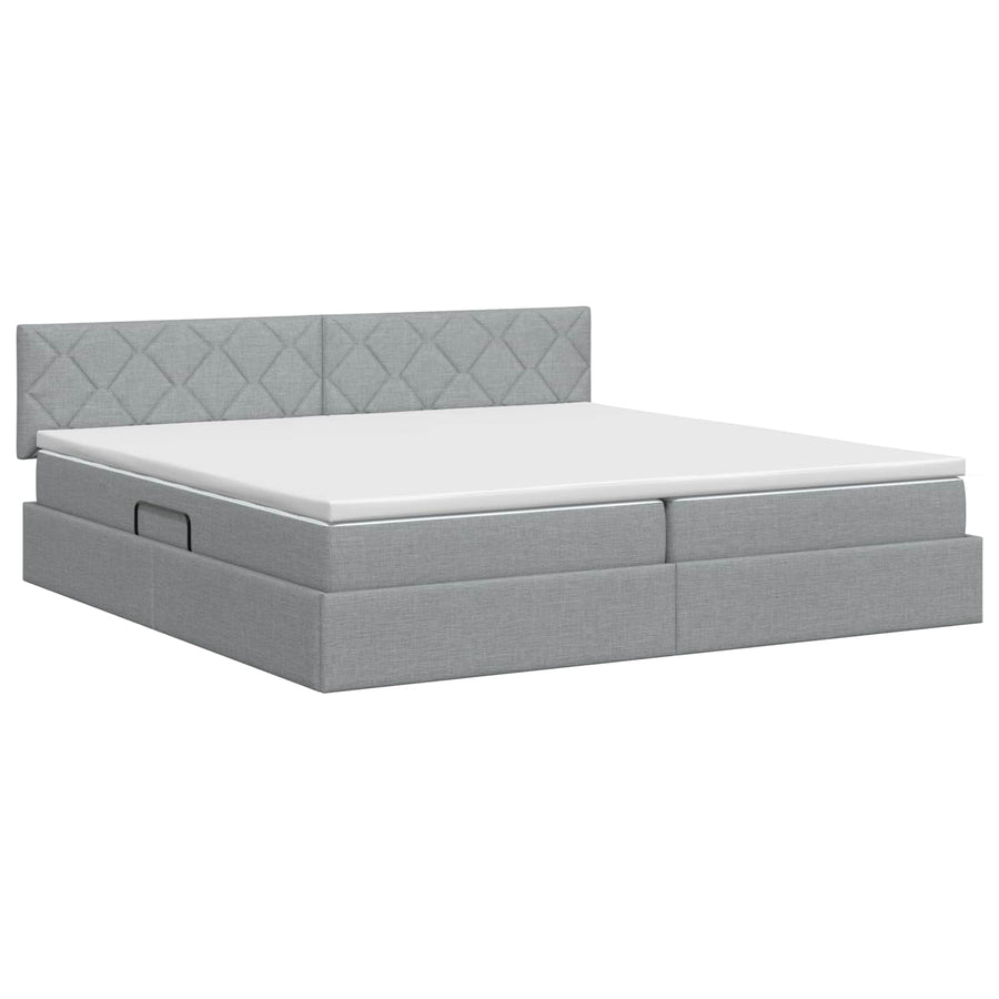 Opbergbed met matras Lichtgrijs 200 x 200 cm fluweel
