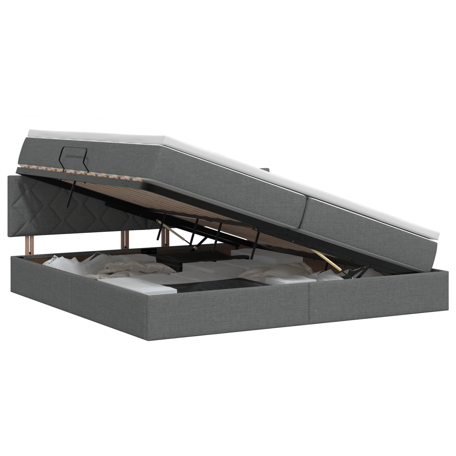 Opbergbed met matras Donkergrijs 200 x 200 cm fluweel