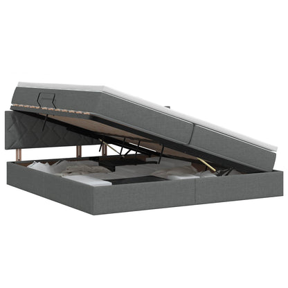Opbergbed met matras Donkergrijs 200 x 200 cm fluweel