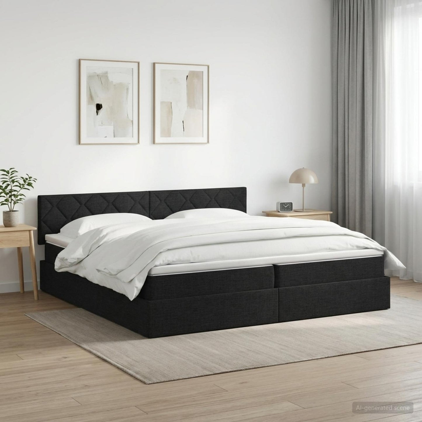 Opbergbed met matras met hoofdeinde Zwart 200 x 200 cm fluweel