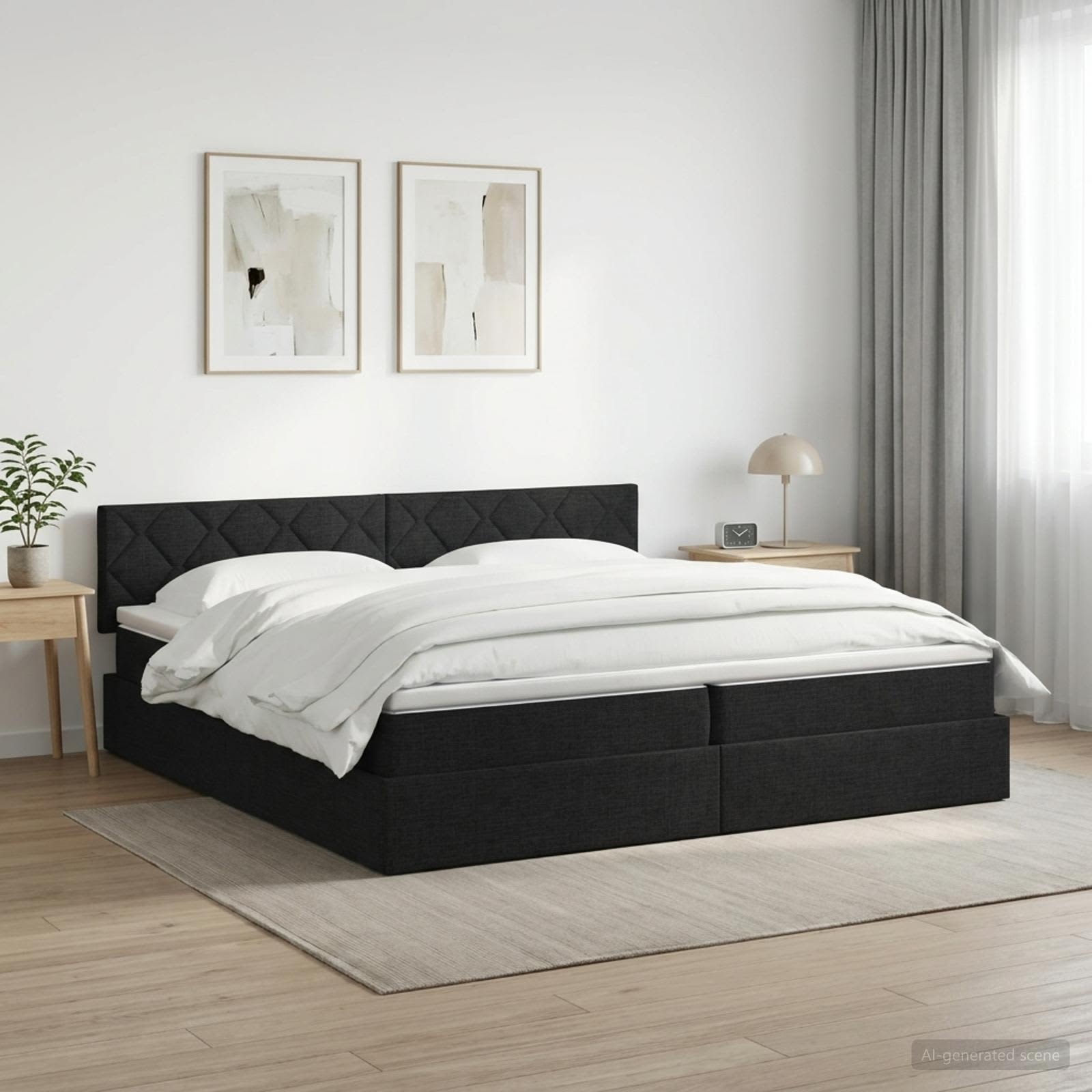 Opbergbed met matras met hoofdeinde Zwart 200 x 200 cm fluweel
