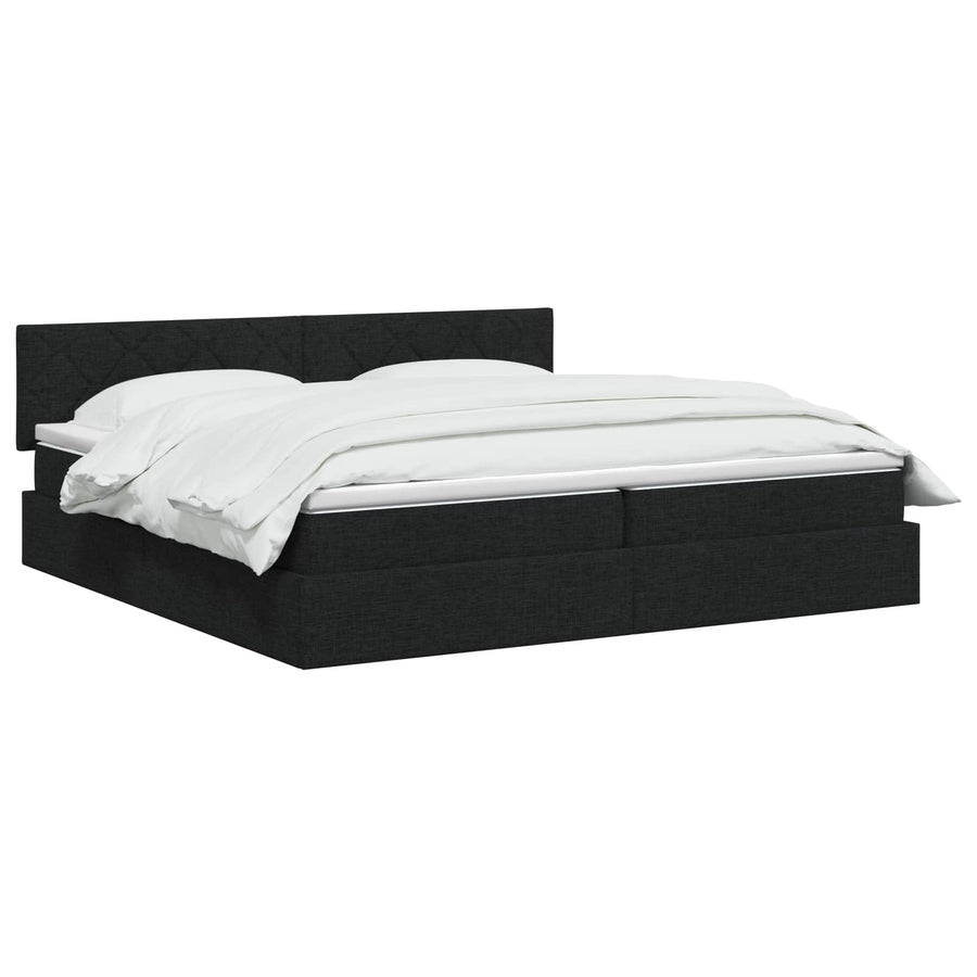 Opbergbed met matras met hoofdeinde Zwart 200 x 200 cm fluweel