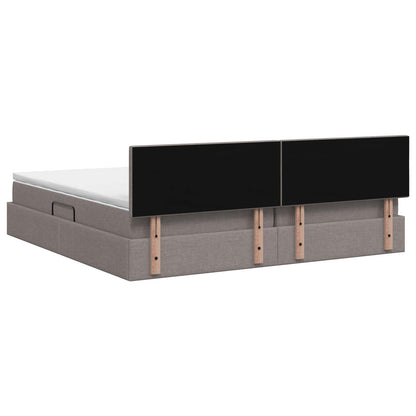 Opbergbed met matras met hoofdeinde Taupe 200 x 200 cm fluweel