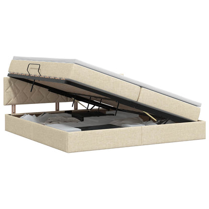 Opbergbed met matras Crèmekleurig 200 x 200 cm fluweel