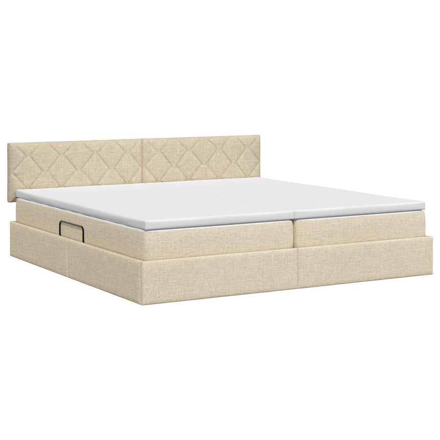 Opbergbed met matras Crèmekleurig 200 x 200 cm fluweel