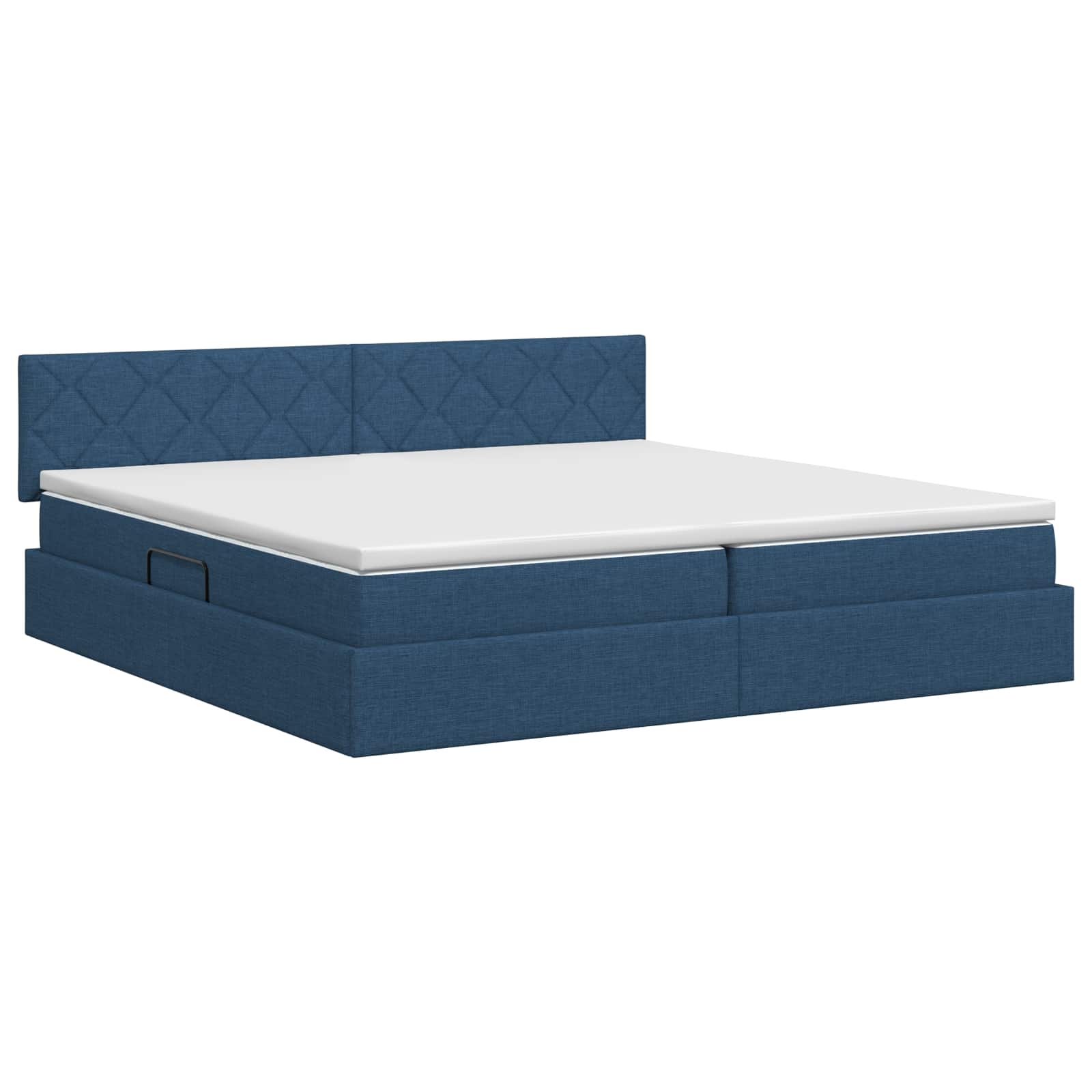 Opbergbed met matras met hoofdeinde Blauw 200 x 200 cm fluweel