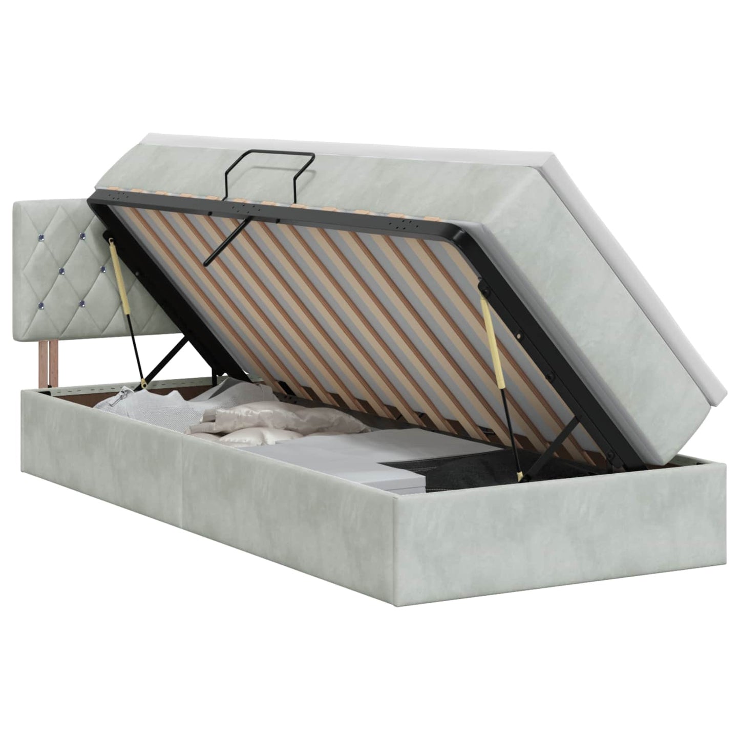 Opslag bed met hoofdeinde Lichtgrijs 90 x 200 cm Fluweel