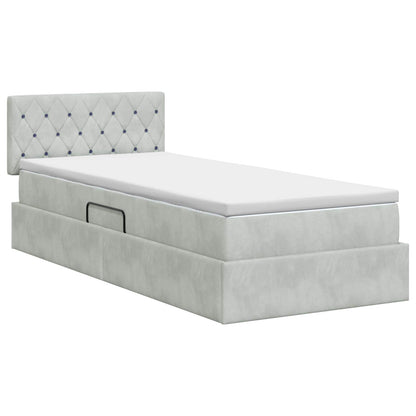 Opslag bed met hoofdeinde Lichtgrijs 90 x 200 cm Fluweel