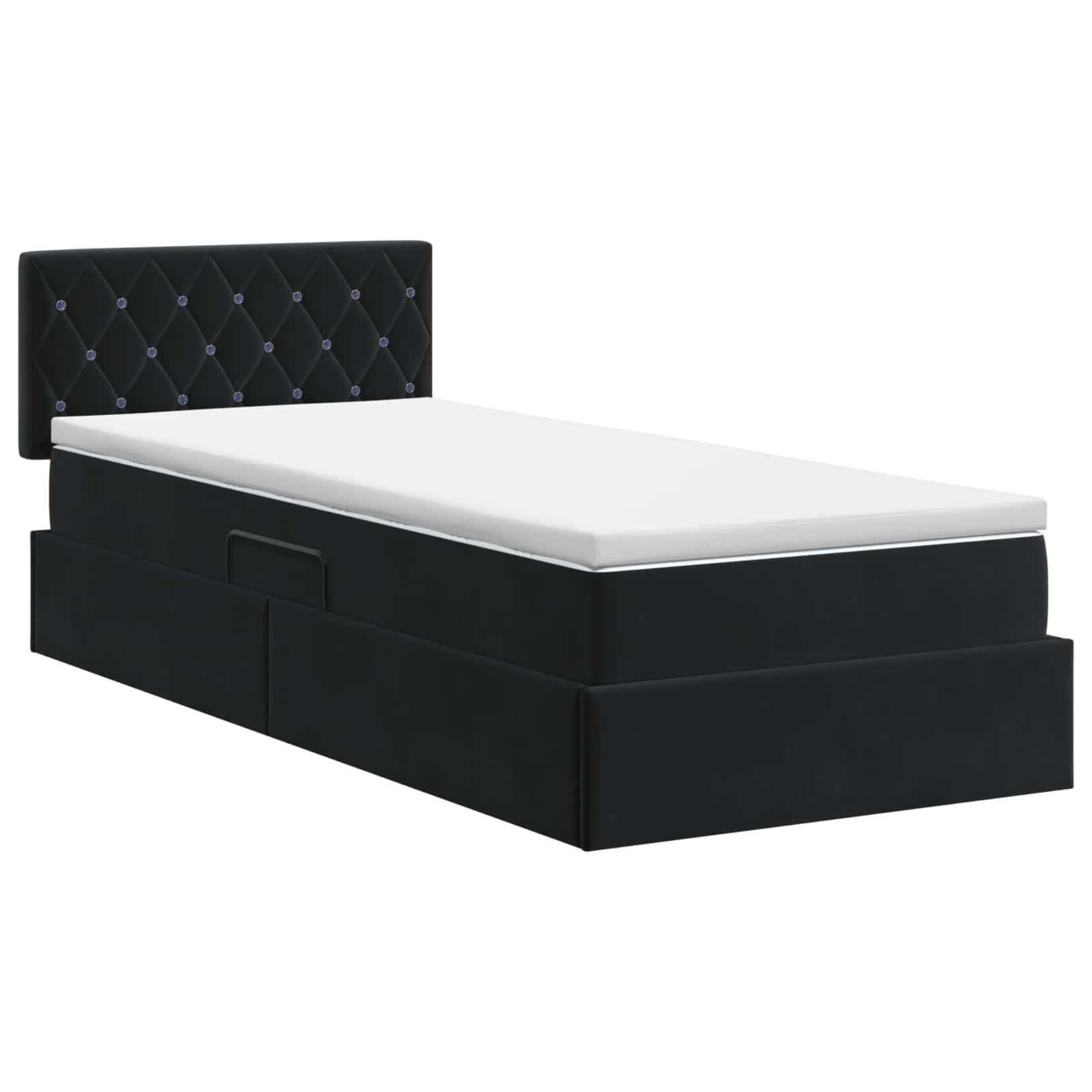 Opslag bed met hoofdeinde Zwart 90 x 200 cm Fluweel