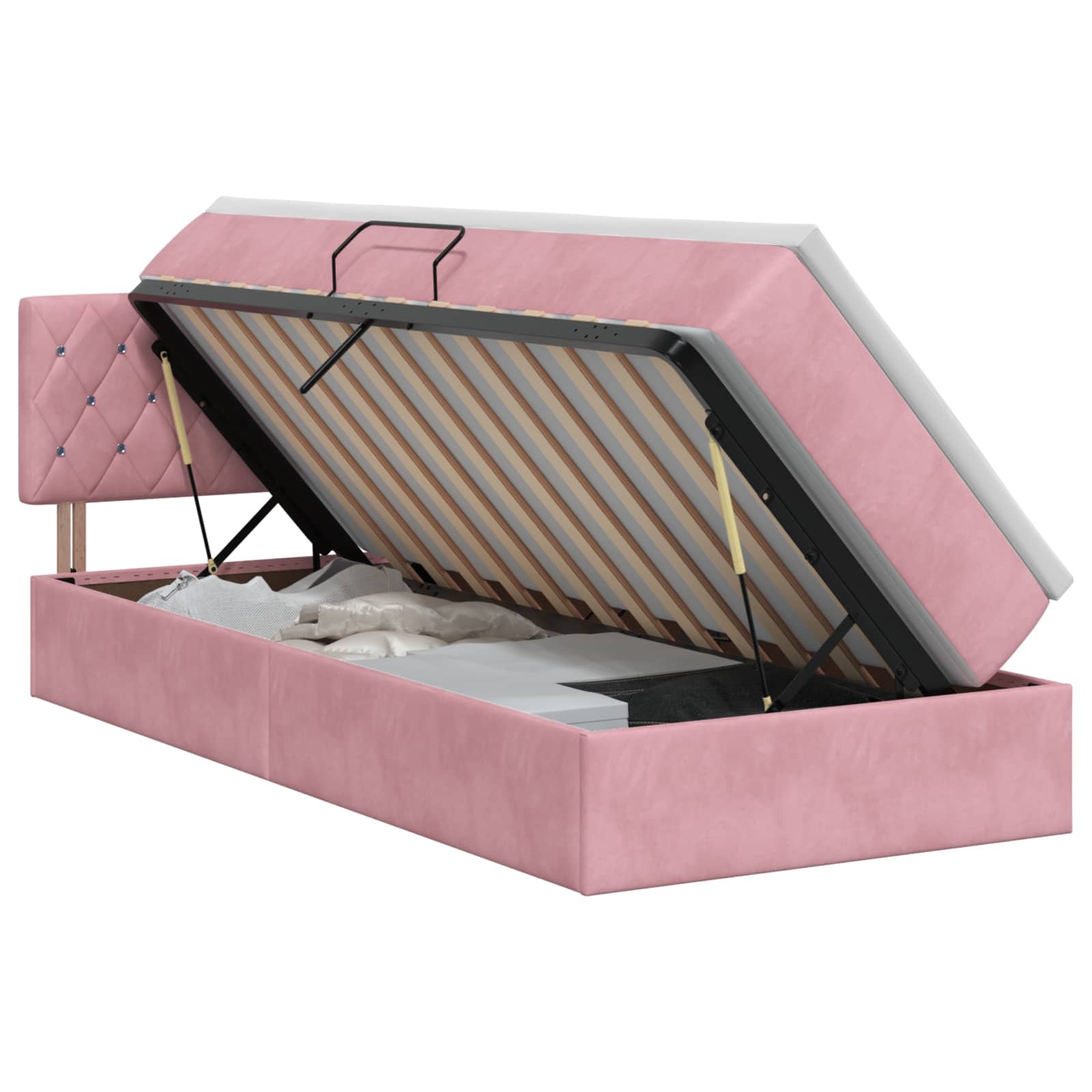 Opslag bed met hoofdeinde Roze 100 x 200 cm Fluweel