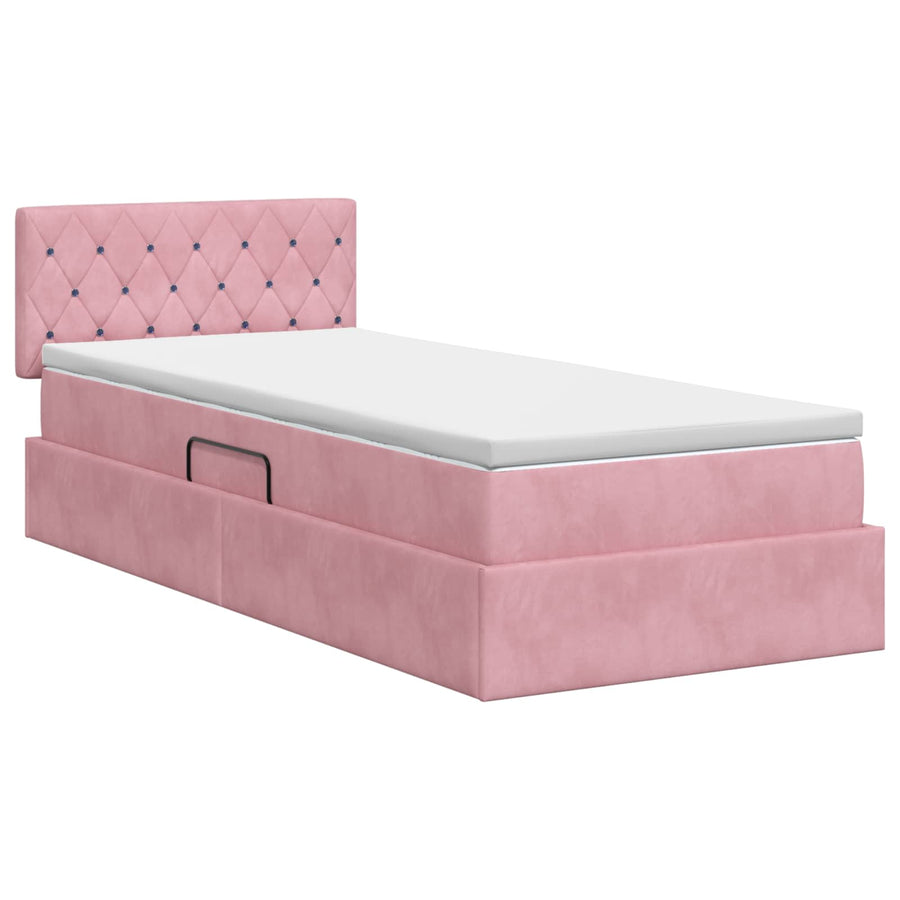 Opslag bed met hoofdeinde Roze 100 x 200 cm Fluweel