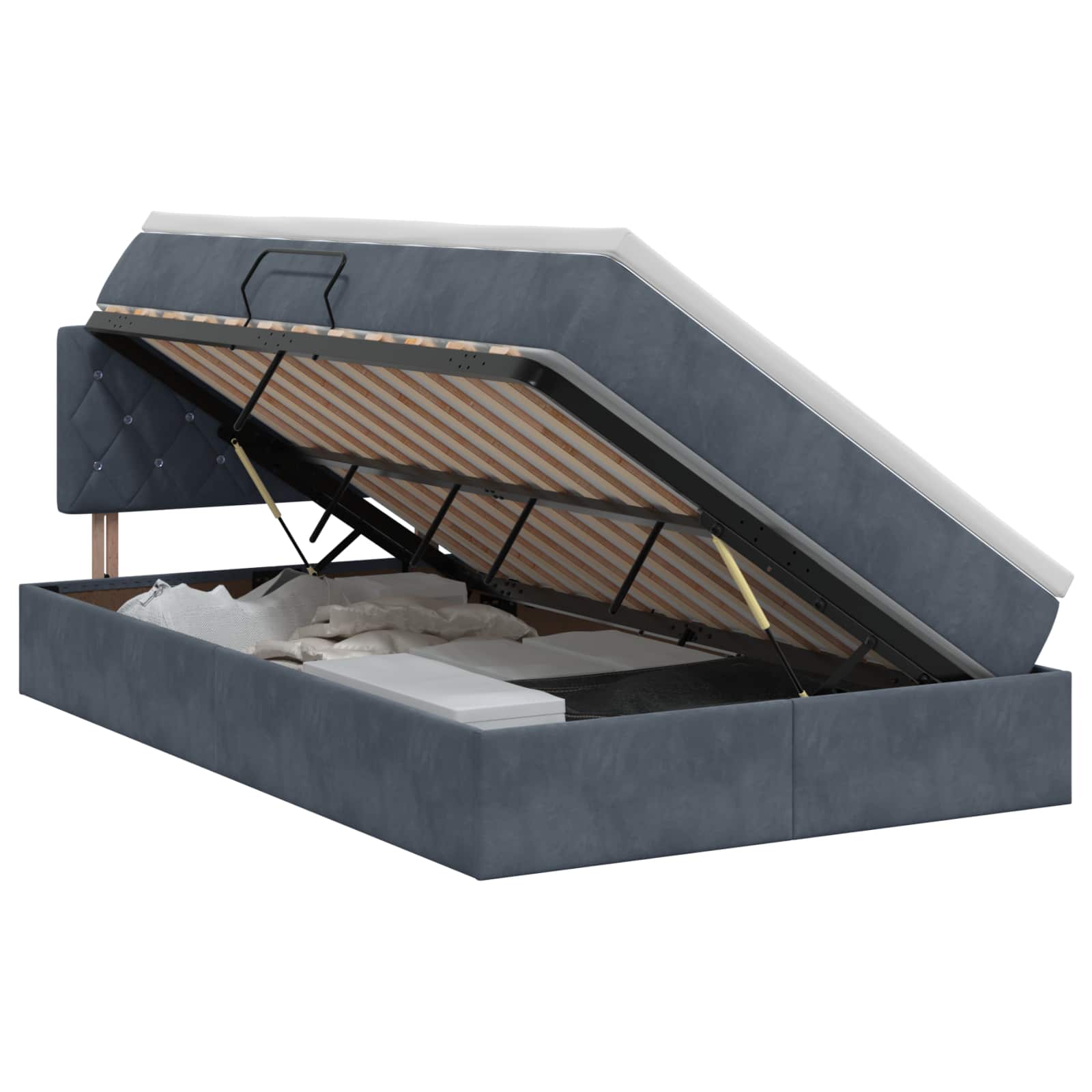 Opslag bed met hoofdeinde Donkergrijs 120 x 200 cm Fluweel