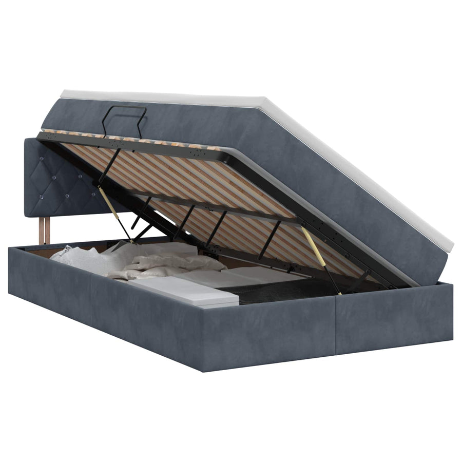 Opslag bed met hoofdeinde Donkergrijs 120 x 200 cm Fluweel