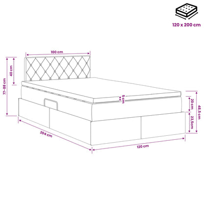 Opslag bed met hoofdeinde Donkergrijs 120 x 200 cm Fluweel