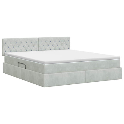 Opslag bed met hoofdeinde Lichtgrijs 140 x 190 cm Fluweel