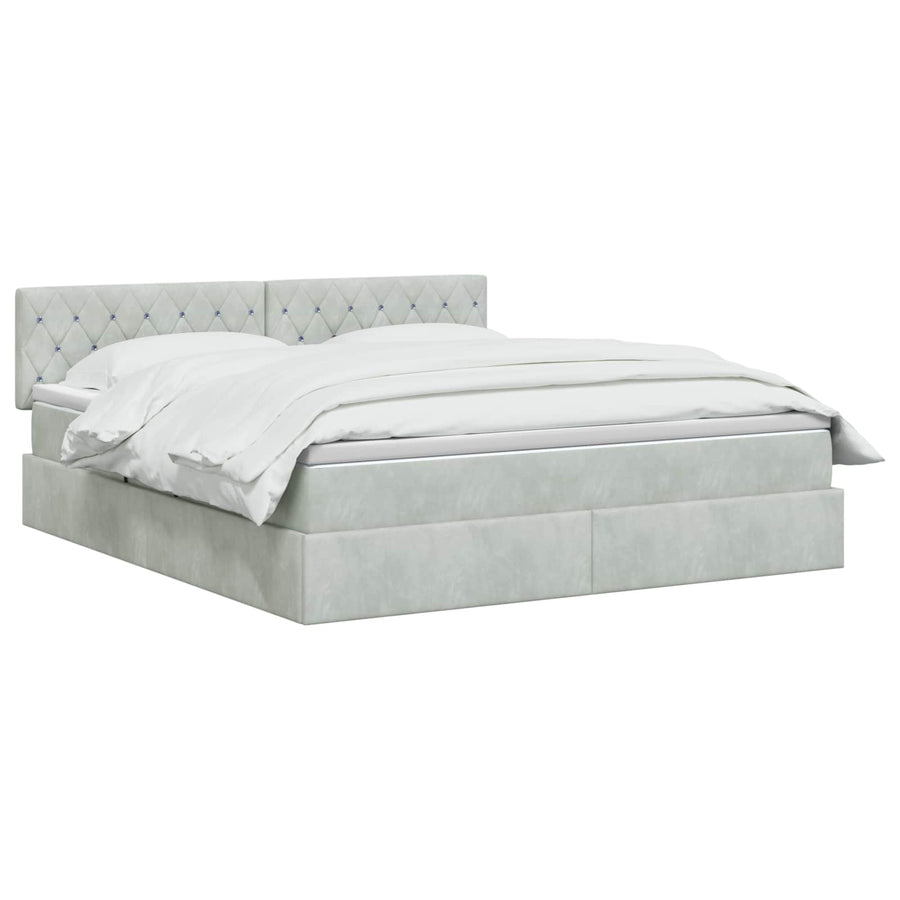 Opslag bed met hoofdeinde Lichtgrijs 140 x 190 cm Fluweel