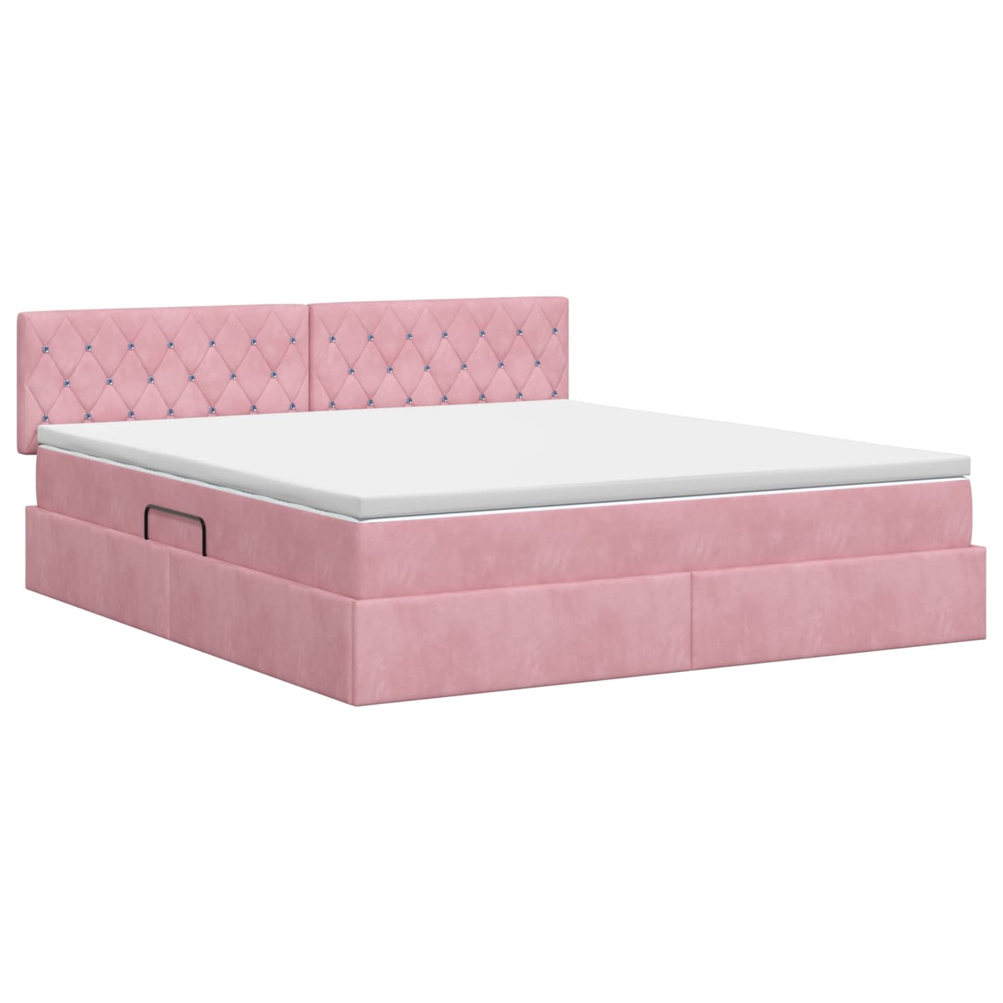Opslag bed met hoofdeinde Roze 140 x 200 cm Fluweel