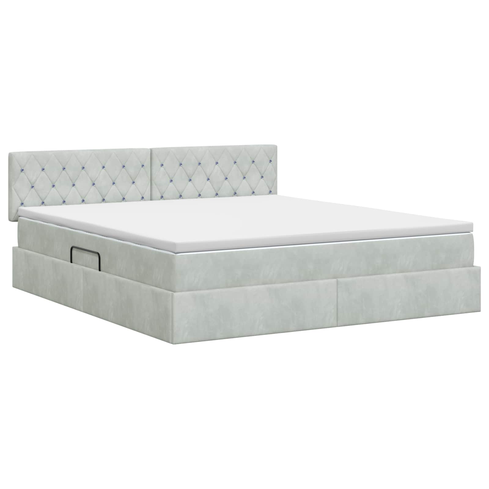 Opslag bed met hoofdeinde Lichtgrijs 160 x 200 cm Fluweel
