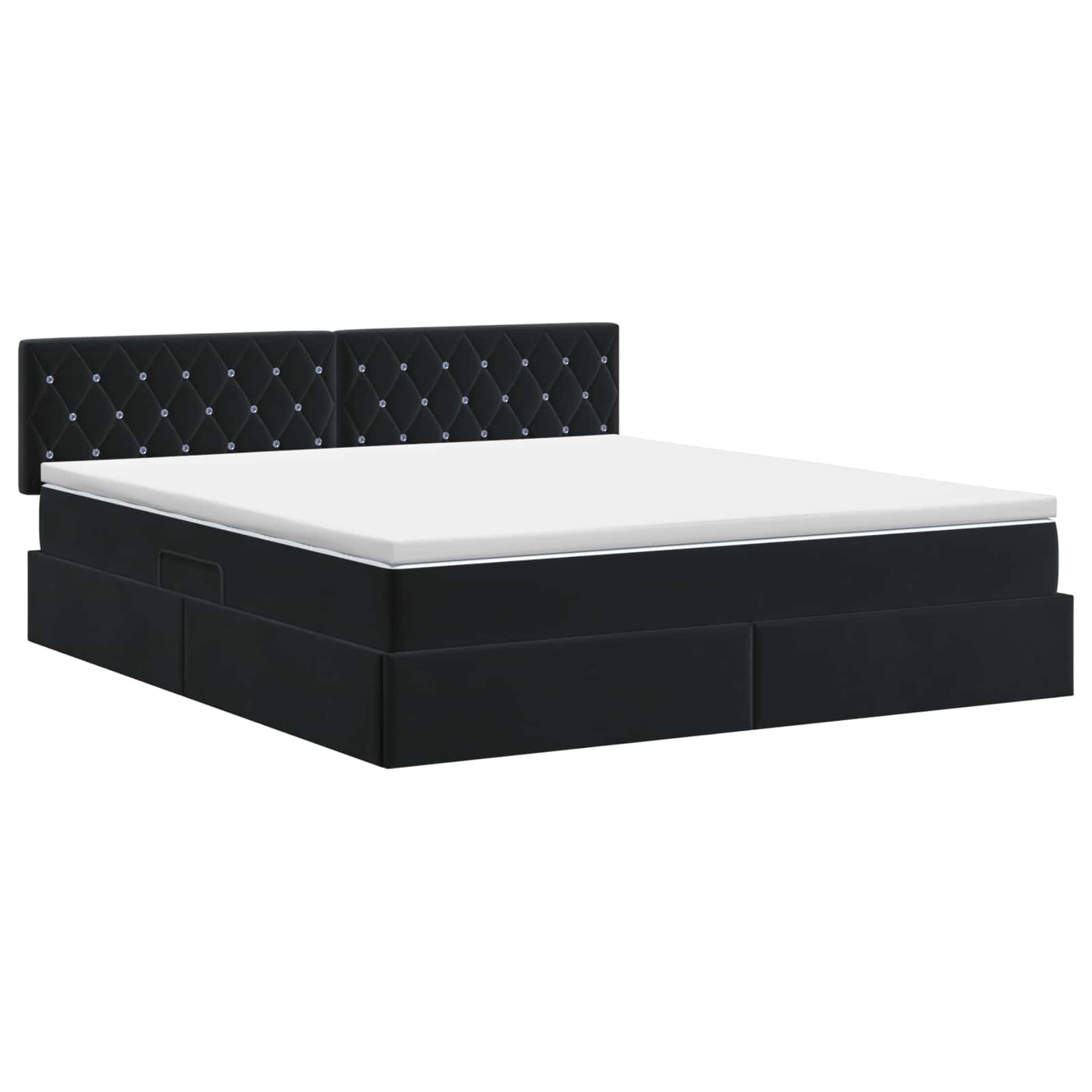 Opslag bed met hoofdeinde Zwart 160 x 200 cm Fluweel