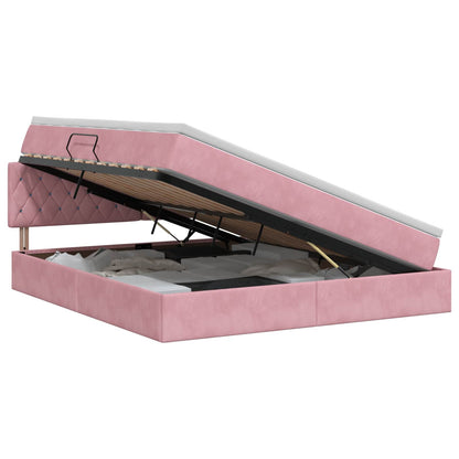 Opslag bed met hoofdeinde Roze 160 x 200 cm Fluweel