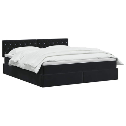 Opslag bed met hoofdeinde Zwart 180 x 200 cm Fluweel