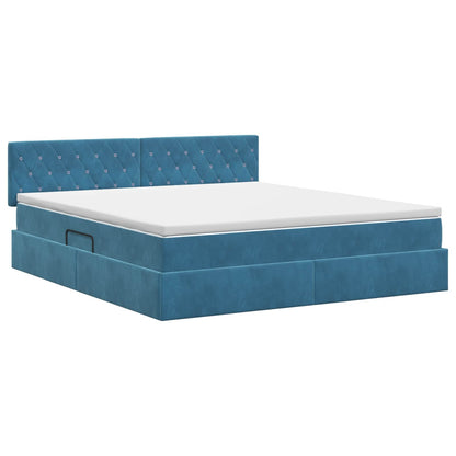 Opslag bed met hoofdeinde Donkerblauw 180 x 200 cm Fluweel