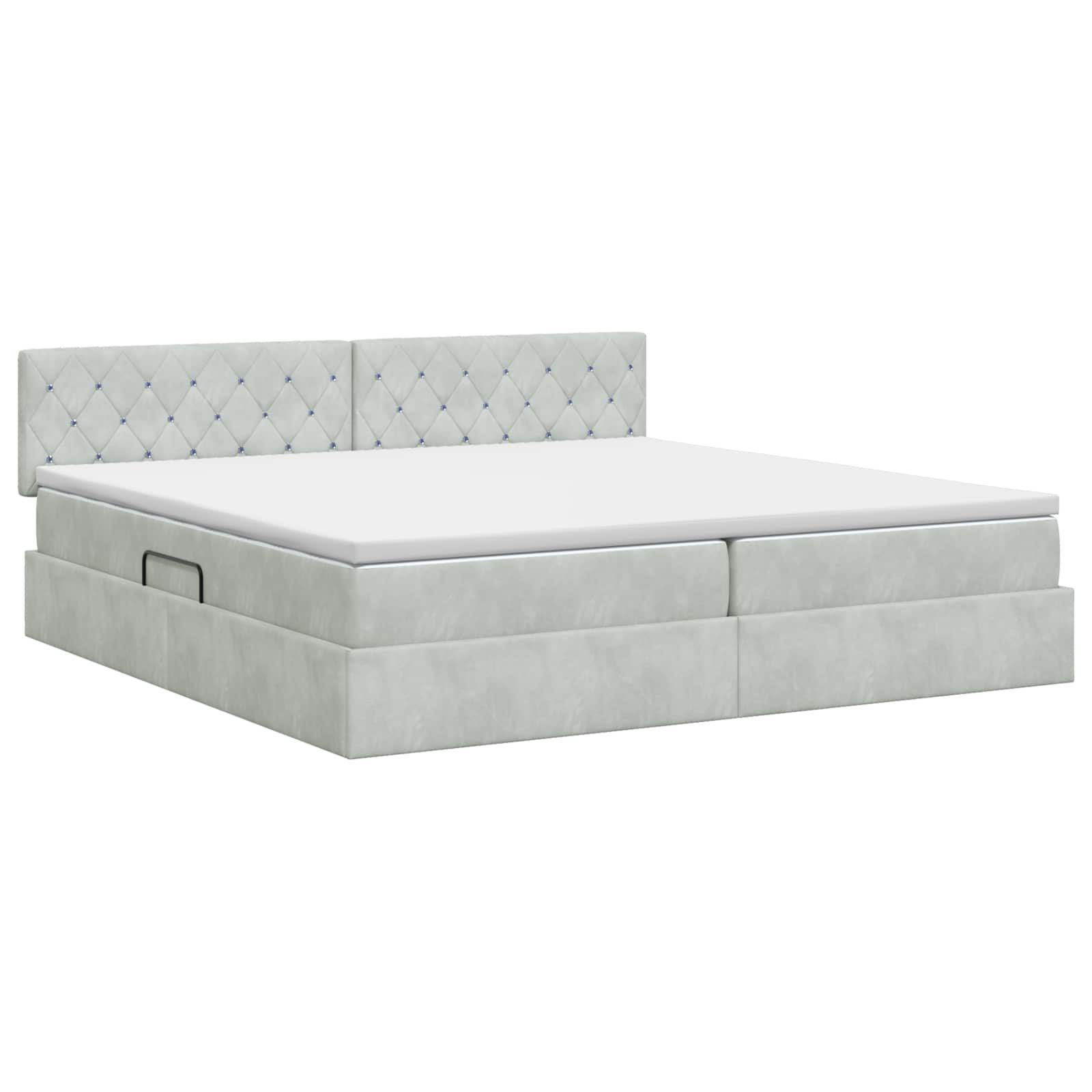 Opslag bed met hoofdeinde Lichtgrijs 200 x 200 cm Fluweel