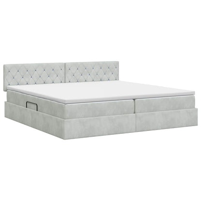 Opslag bed met hoofdeinde Lichtgrijs 200 x 200 cm Fluweel