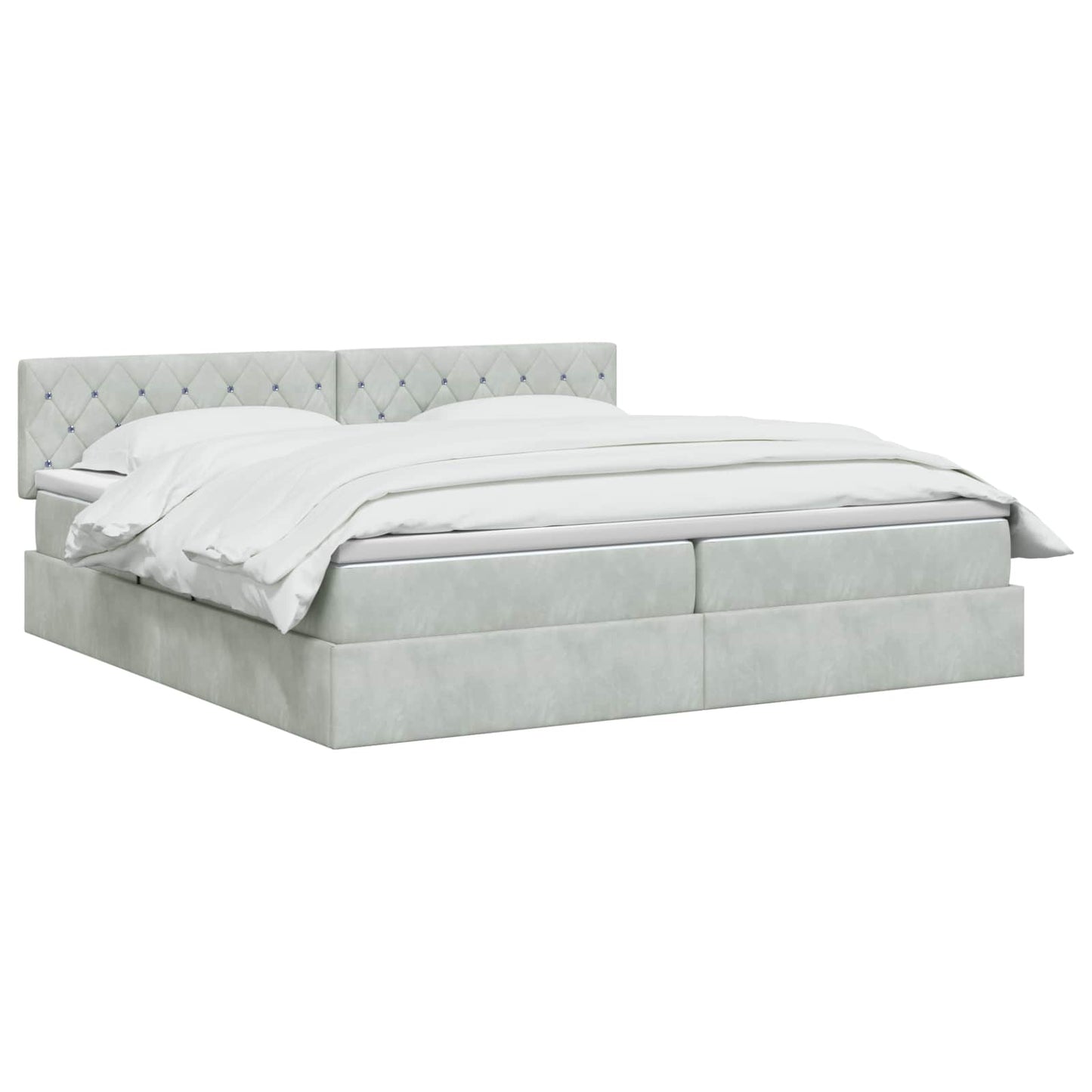 Opslag bed met hoofdeinde Lichtgrijs 200 x 200 cm Fluweel