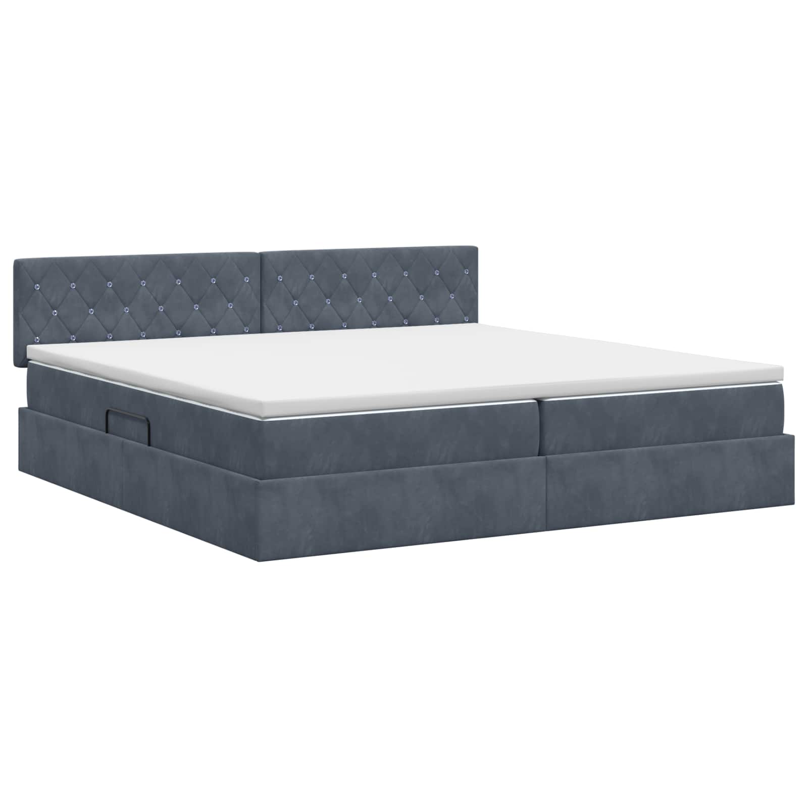 Opslag bed met hoofdeinde Donkergrijs 200 x 200 cm Fluweel