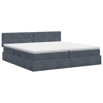 Opslag bed met hoofdeinde Donkergrijs 200 x 200 cm Fluweel