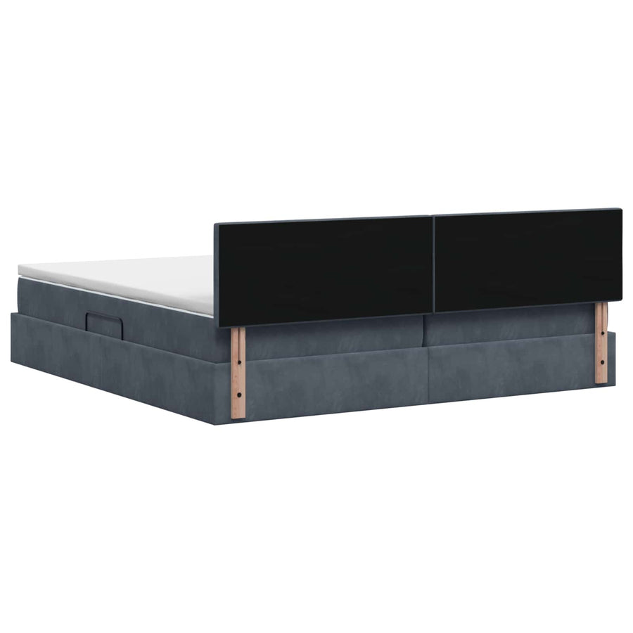 Opslag bed met hoofdeinde Donkergrijs 200 x 200 cm Fluweel