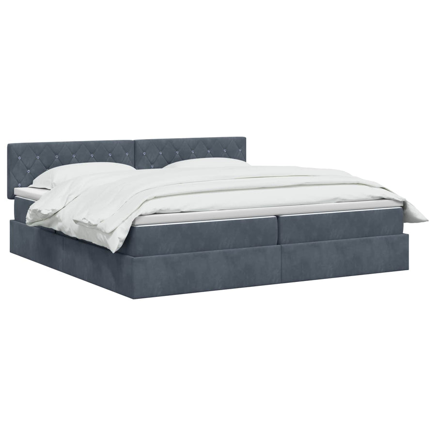 Opslag bed met hoofdeinde Donkergrijs 200 x 200 cm Fluweel