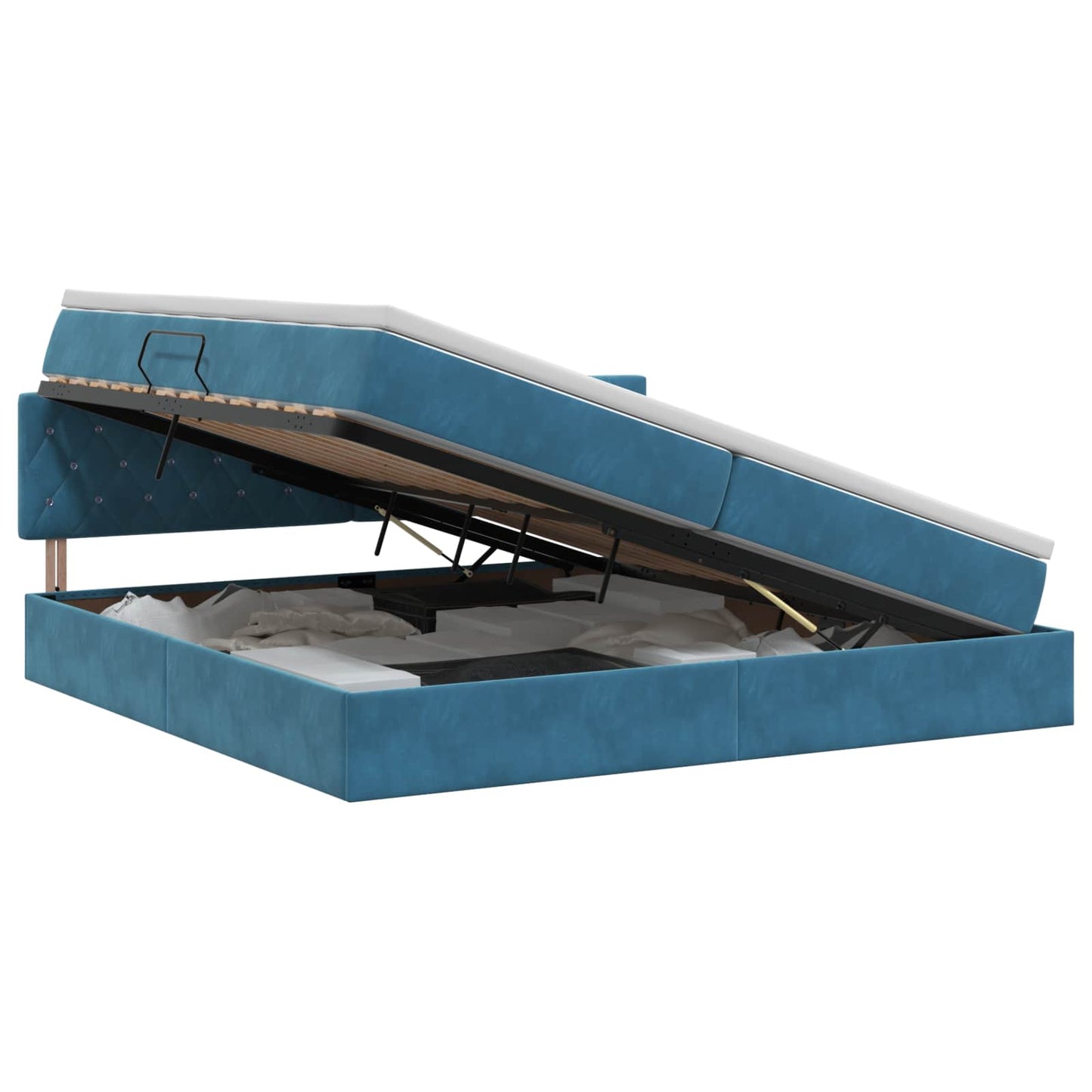 Opslag bed met hoofdeinde Donkerblauw 200 x 200 cm Fluweel