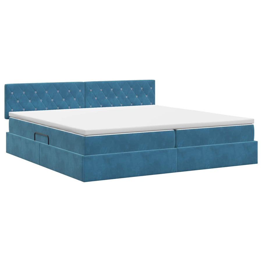 Opslag bed met hoofdeinde Donkerblauw 200 x 200 cm Fluweel