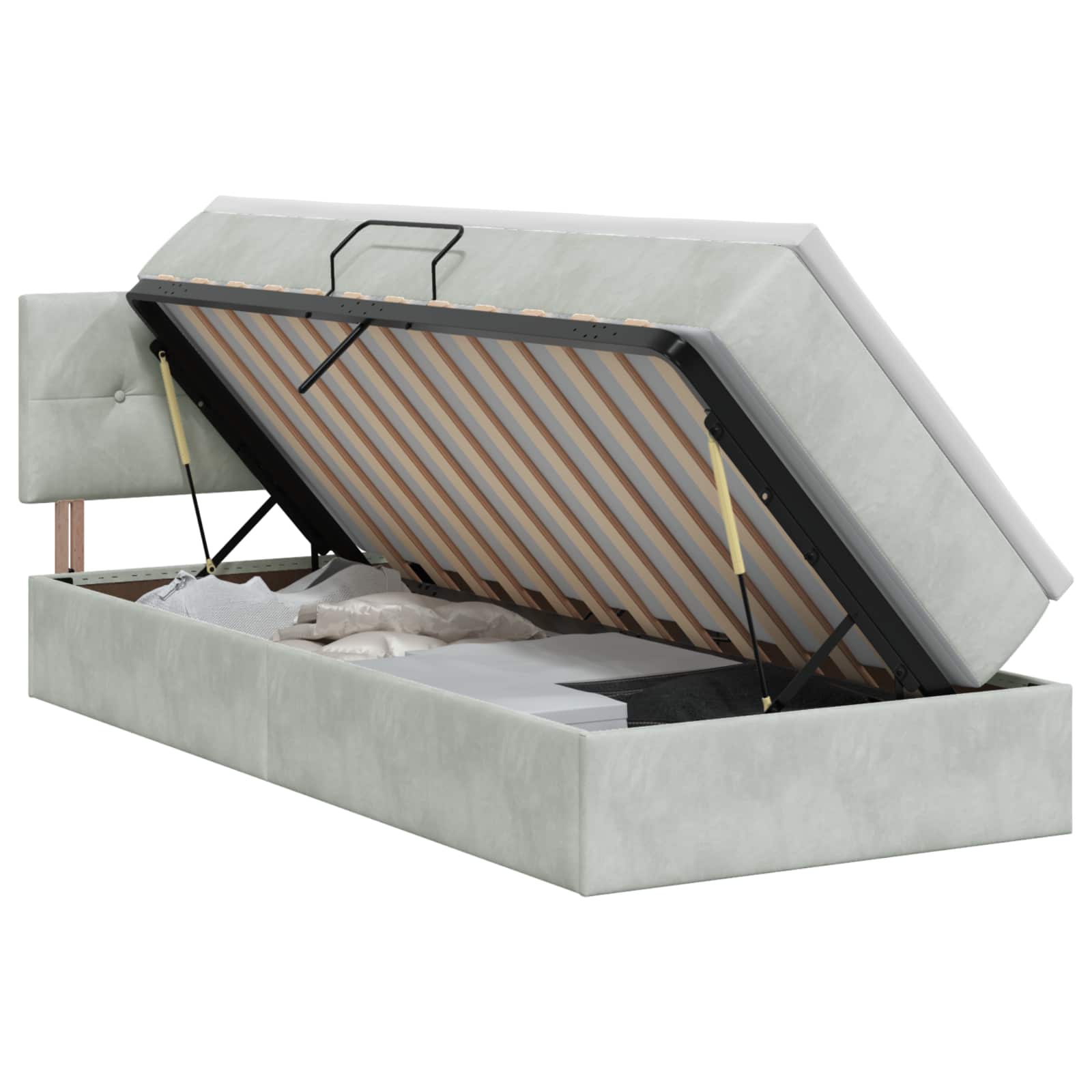 Opslag bed met hoofdeinde Lichtgrijs 90 x 200 cm Fluweel