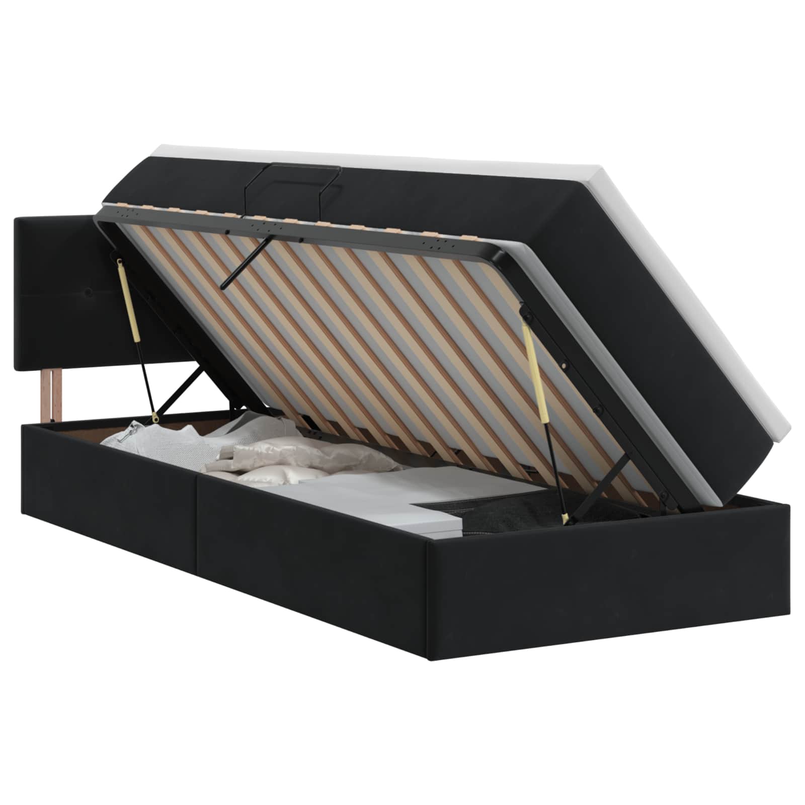 Opslag bed met hoofdeinde Zwart 90 x 200 cm Fluweel