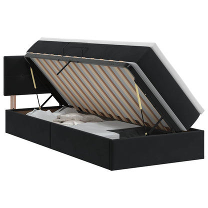Opslag bed met hoofdeinde Zwart 90 x 200 cm Fluweel