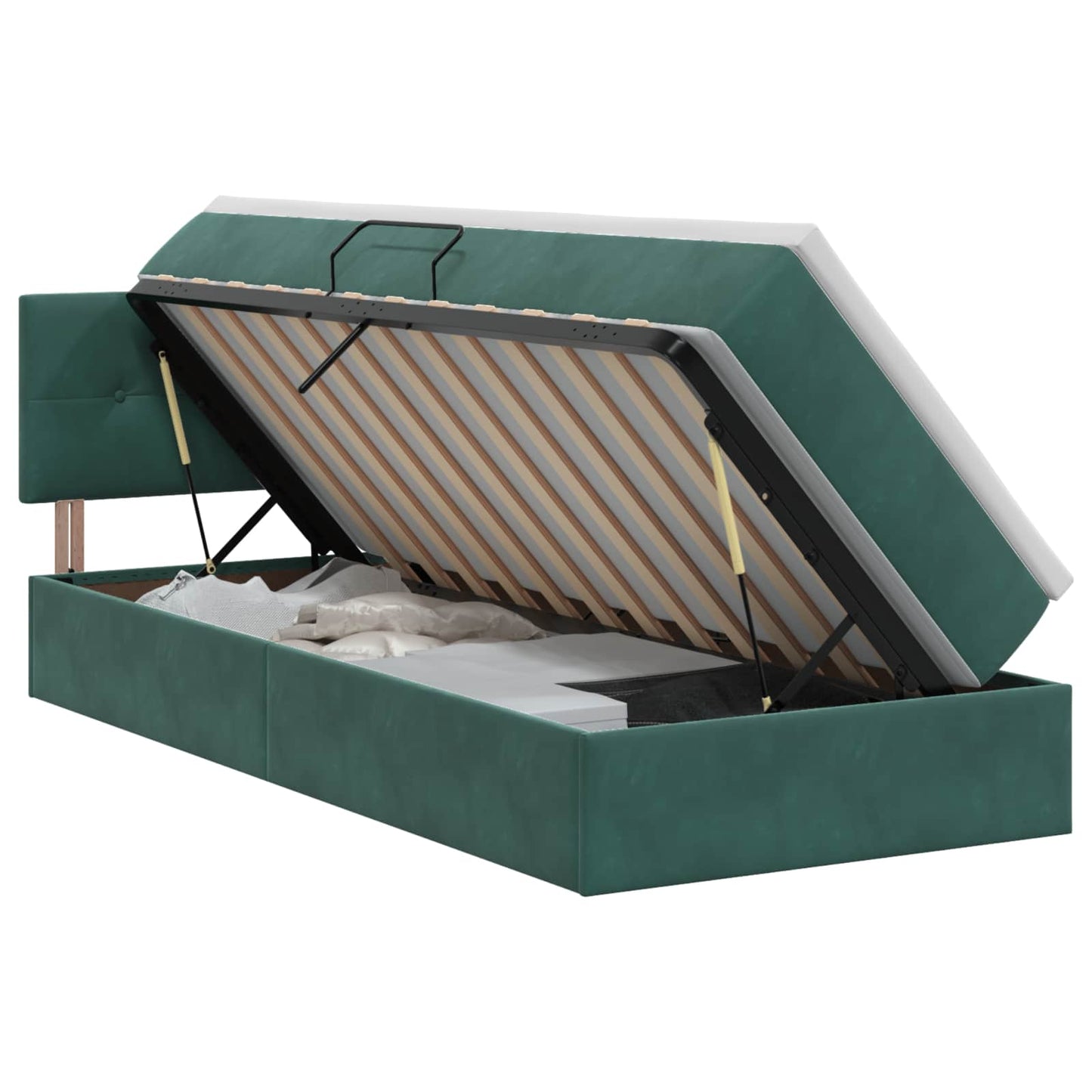 Opslag bed met hoofdeinde Donkergroen 100 x 200 cm Fluweel