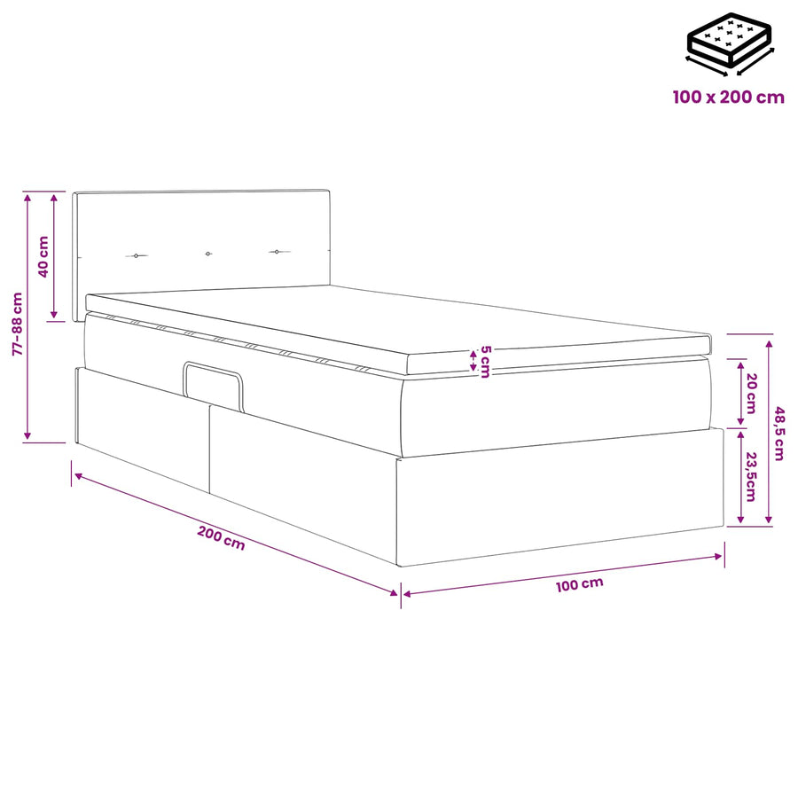 Opslag bed met hoofdeinde Donkerblauw 100 x 200 cm Fluweel