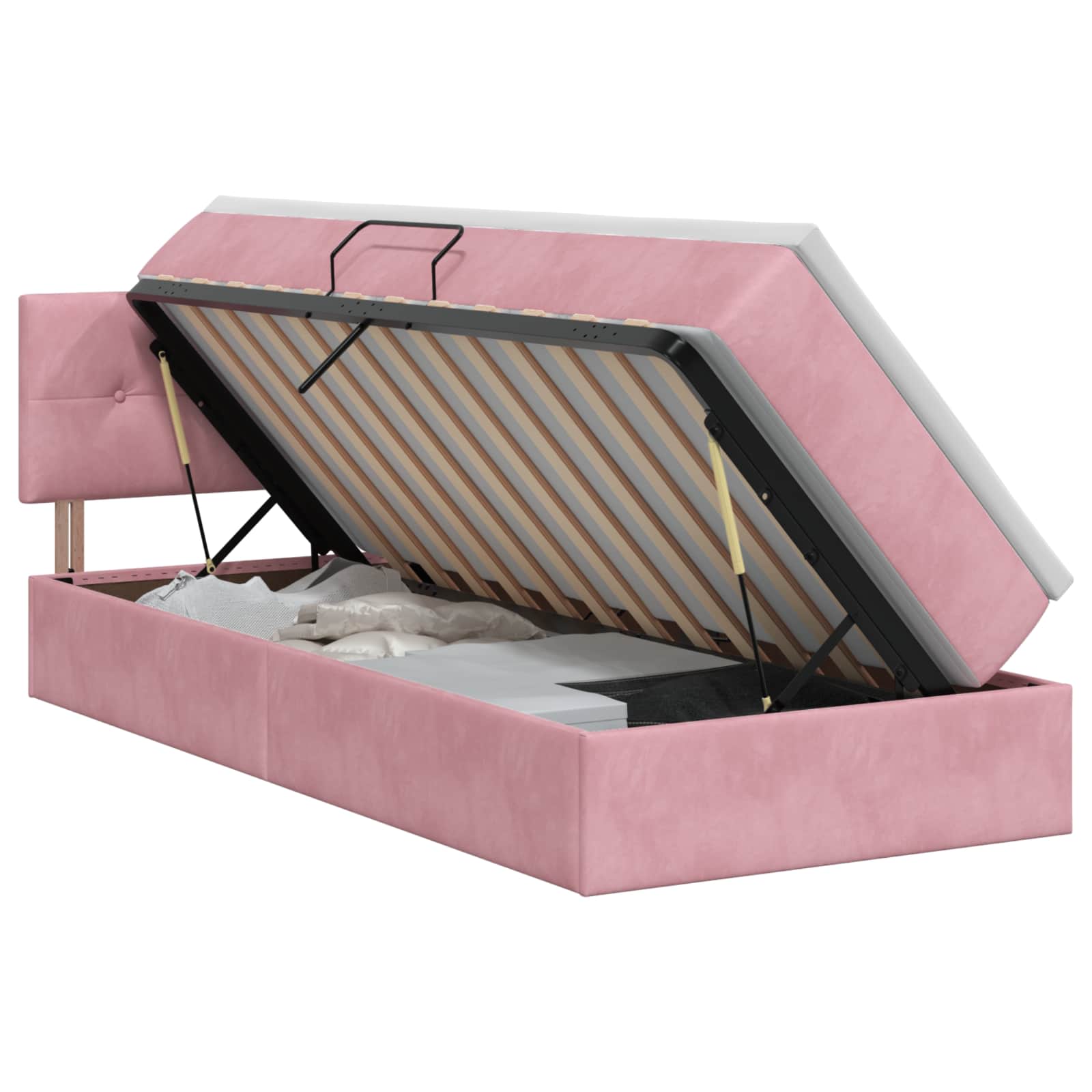 Opslag bed met hoofdeinde Roze 100 x 200 cm Fluweel