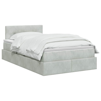 Opslag bed met hoofdeinde Lichtgrijs 120 x 200 cm Fluweel