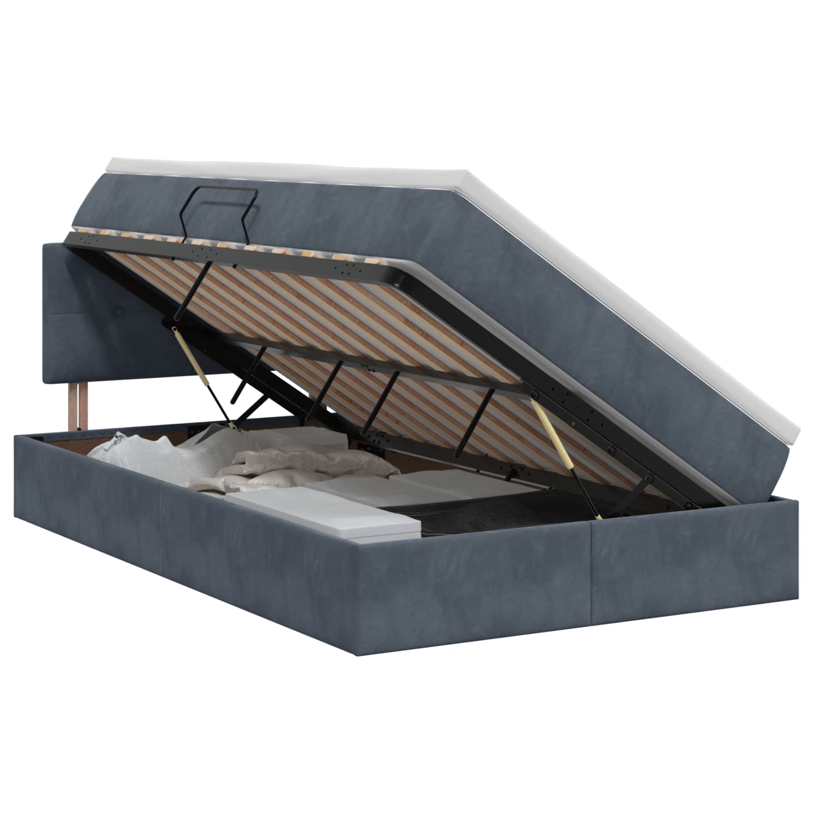 Opslag bed met hoofdeinde Donkergrijs 120 x 200 cm Fluweel