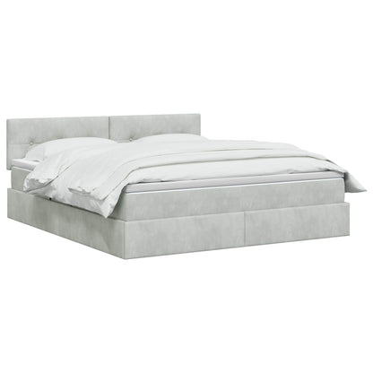 Opslag bed met hoofdeinde Lichtgrijs 140 x 200 cm Fluweel