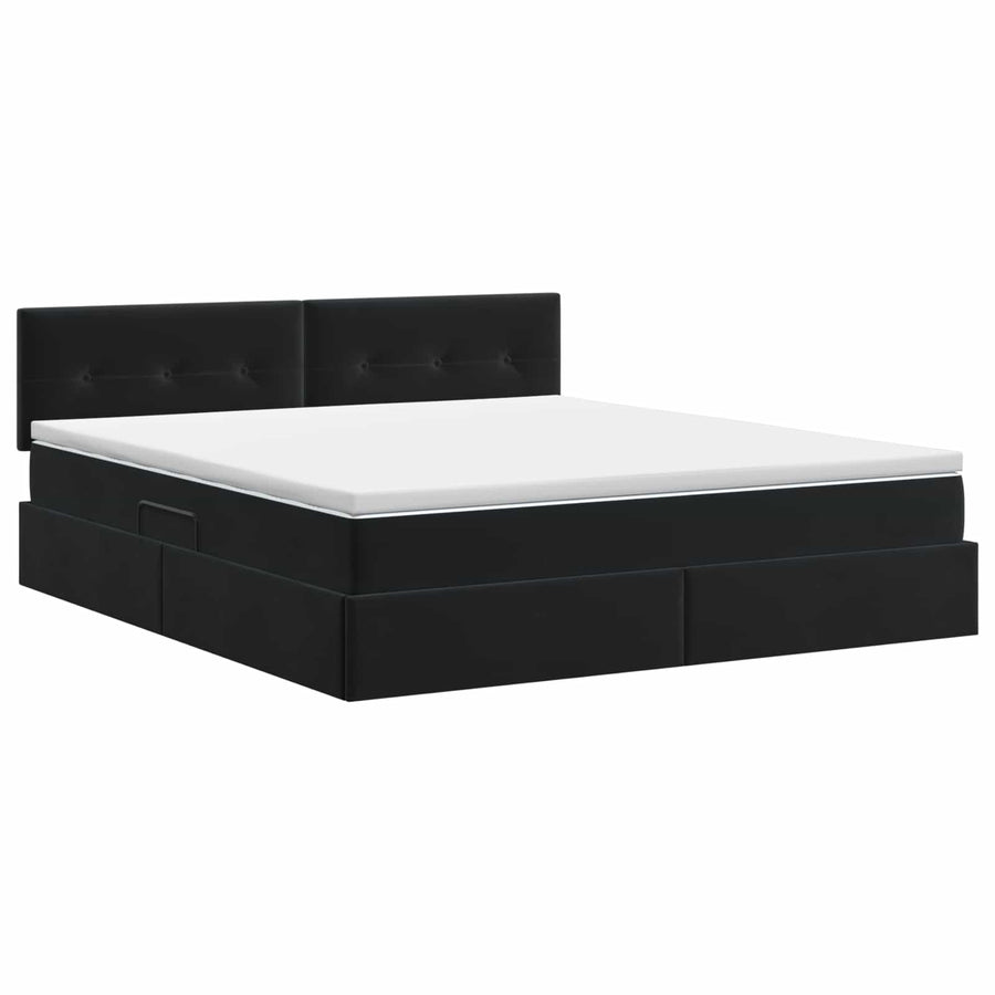 Opslag bed met hoofdeinde Zwart 160 x 200 cm Fluweel