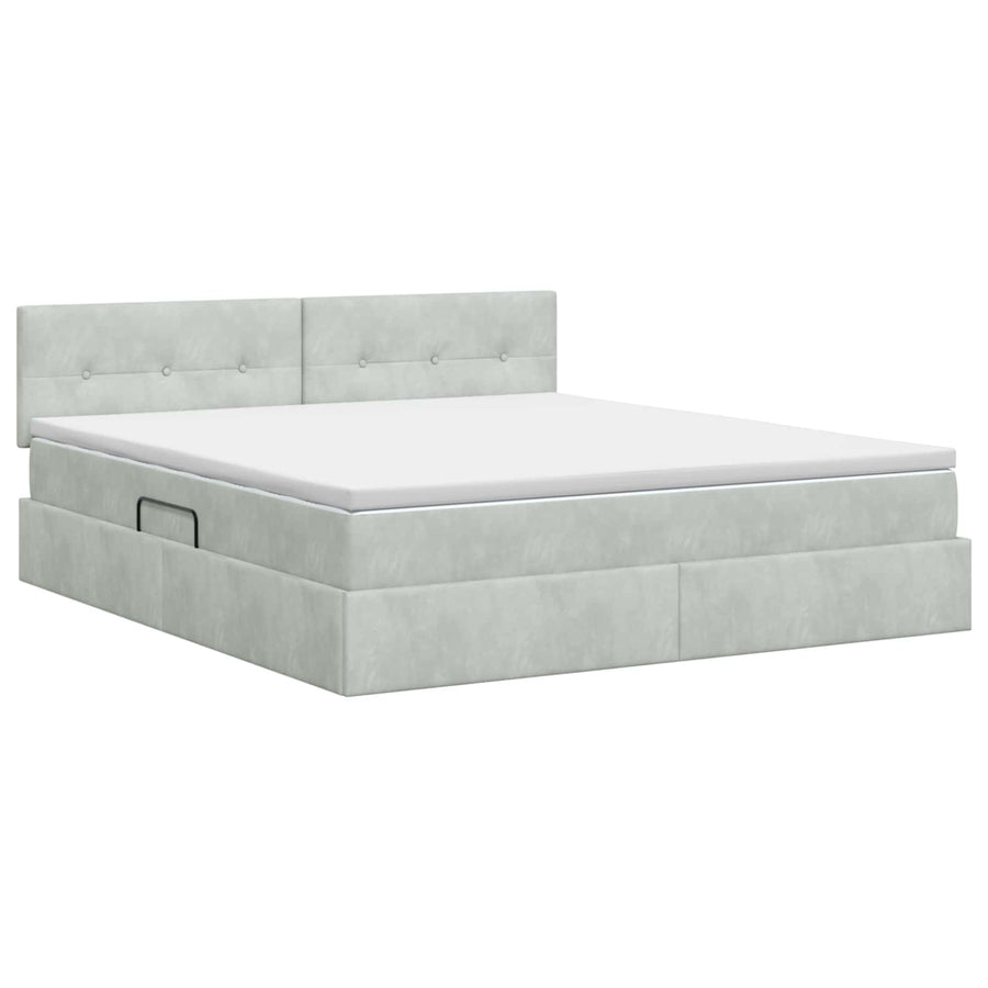Opslag bed met hoofdeinde Lichtgrijs 180 x 200 cm Fluweel
