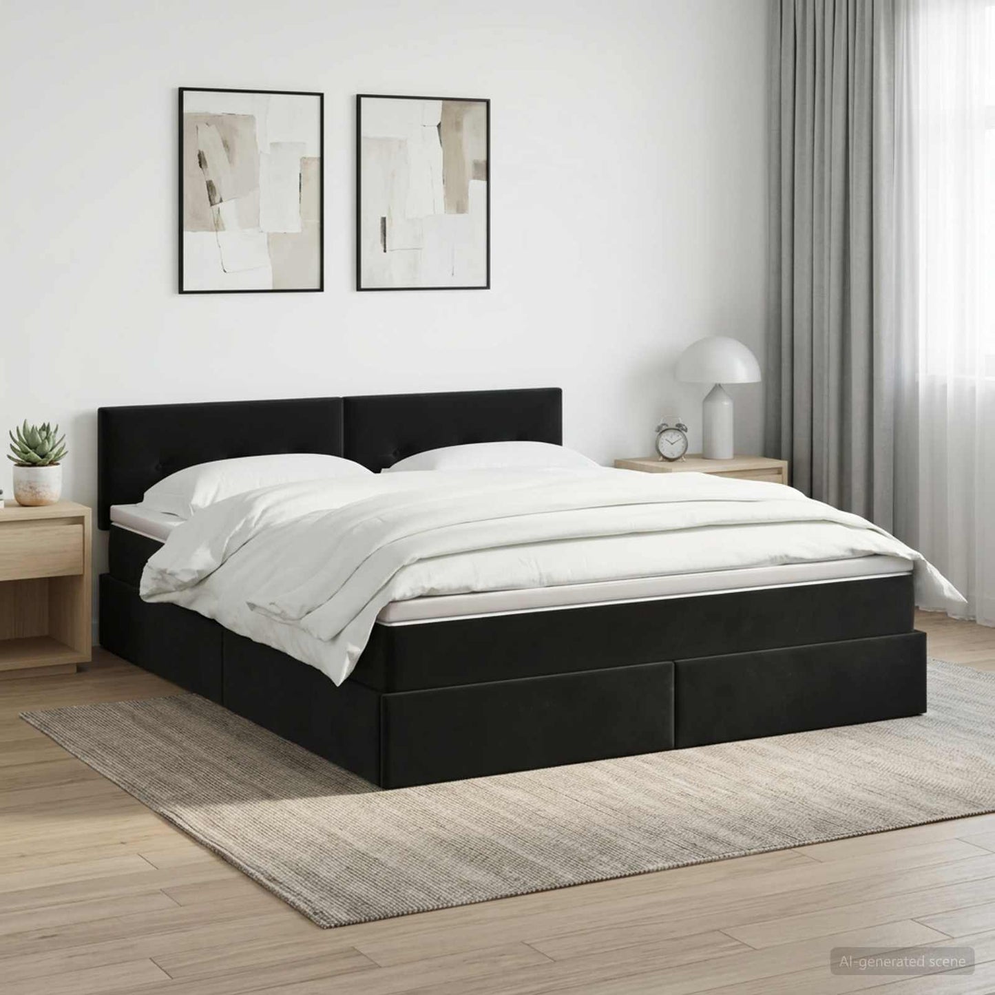 Opslag bed met hoofdeinde Zwart 160 x 200 cm Fluweel