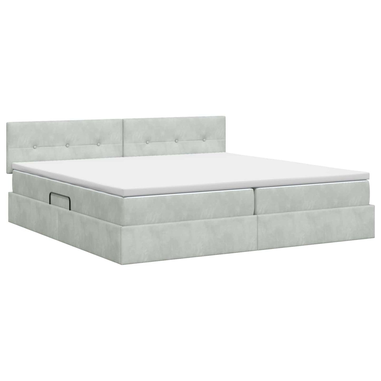 Opslag bed met hoofdeinde Lichtgrijs 200 x 200 cm Fluweel